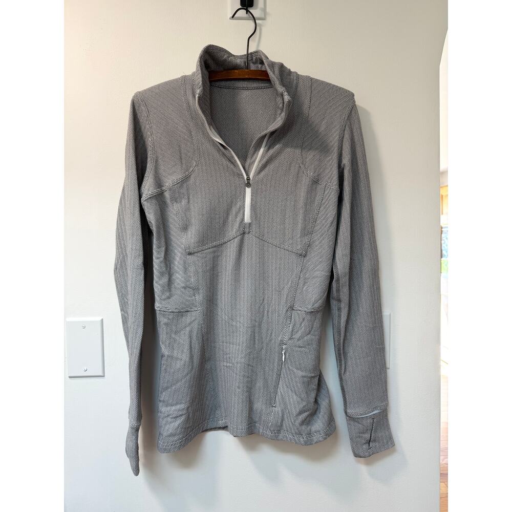 LULULEMON Gray Herringbone Quarter Zip Jacket Women's Size 6